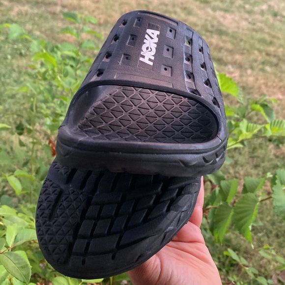 Hoka Women's Ora Recovery Sandal Size 9 Platform Sport Slide Triple Black READ - Picture 9 of 17